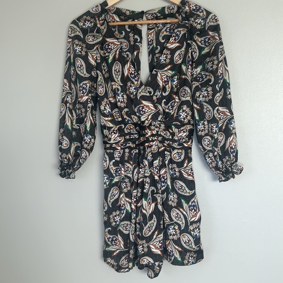 Maje Isley Paisley Print Satin Romper Wrap-effect printed  playsuit Size M - Picture 8 of 16